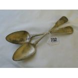 Pair of Georgian Scottish fiddle pattern table spoons Edin.1814 By RGS 130g