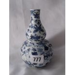 A gourd shaped Chinese vase decorated with birds and foliage 6” high