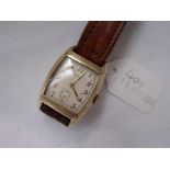 Gents tank cased Elgin metal wrist watch