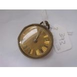 Antique brass cased fob watch