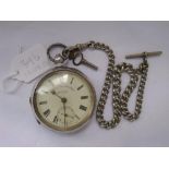 Gents silver pocket watch on metal chain