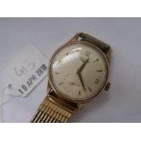 Gents longines 9ct wrist watch on metal strap