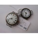 Two ladies vintage silver cased wristwatches “one back absent”