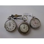 Ladies half hunter fob watch marked fine silver & 2 others