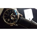 Ulysse Nardin Gents ss automatic wrist watch. Black dial with date/ apertures and seconds dial.