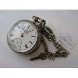Silver pocket watch by Samuel on metal chain