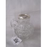 Cut glass water jug with mounted rime. 3” high Birm by HHS