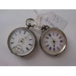 Two ladies silver fob watches