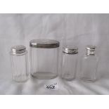 Group of 4 dressing table jars Lon 1886