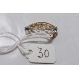 Antique 9ct aquamarine & pearl set pendant.