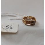 Antique 9ct diamond buckle ring approx size G 2.4g