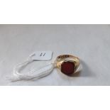15ct gold gents agate ring approx size Q 5.5g inc