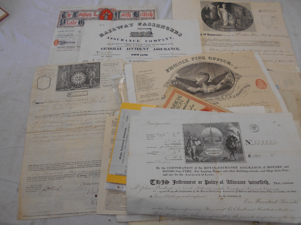 VICTORIAN INSURANCE CERTIFICATES a collection of c. 50 certificates, many with engrvd. headers, c.