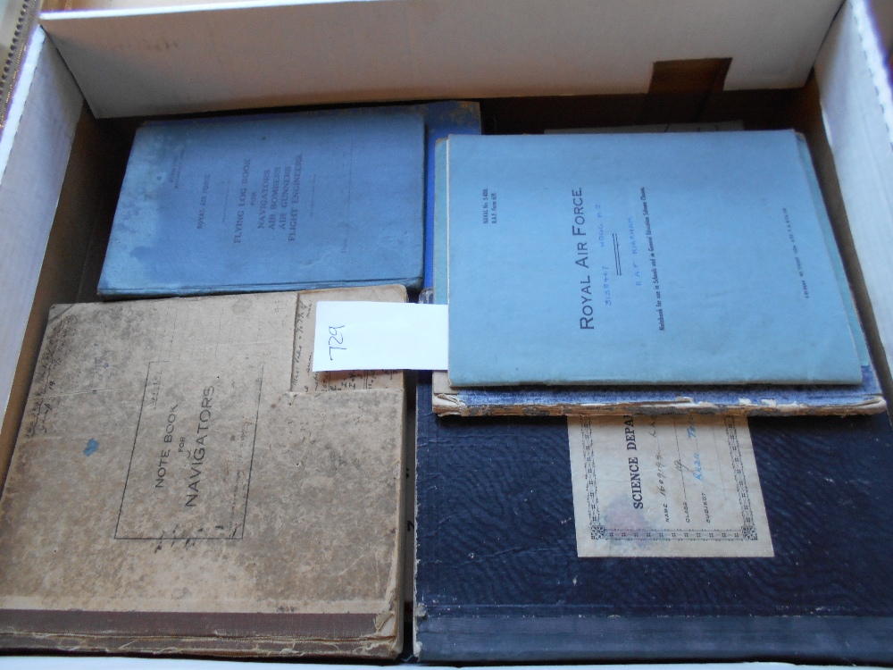 AVIATION a box of booklets etc. incl. RAF logbook Fl. Sgt. Lovett (wireless operator, Transport