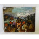 Lucy Harwood - The Potato Pickers - 16”x20” unframed, signed on reverse