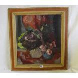 Lucy Harwood Bowl of flowers 20”x18” signed on reverse (One of a group of 7 oil paintings by Lucy