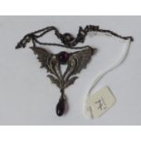 An unusual antique gem set winged pendant 10.8g