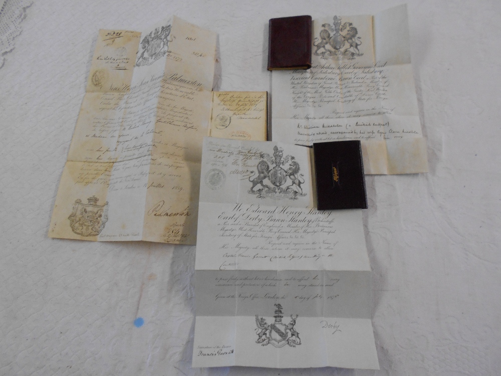 EARLY PASSPORTS 1839 passport, signed by Palmerston, 1875 passport signed Derby & 1900 passport