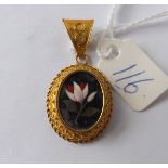 Antique gold Plique a Jour pendant 4.5g inc