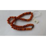 String of small amber beads 16" long 17g