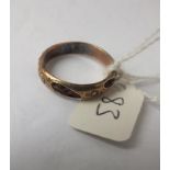 Gold mounted hair panel mourning ring approx size P 1.3g inc