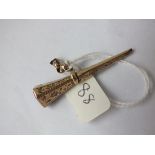 An antique gold watch key set with stone terminal 5cm long 6.2g inc