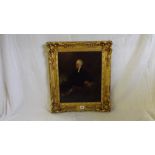 English School 19thC ¾ length portrait of gent on panel 15”x13”