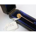 Antique gold and diamond set stick pin in box