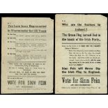 1918 General Election. Sinn Féin handbills collection. Includes 'Poland Free', 'Roger Casement's