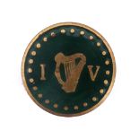 Irish Volunteers brass and enamel pin. A brass and enamel Irish Volunteers lapel badge by P Quinn,