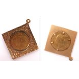 Victoria gold half sovereign, Young Head, 1844, mounted in 9ct gold pendant. Shield back, total