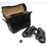 Zeiss field glasses in case. A pair of Carl Zeiss 6 x 30 field glasses, in black, stiff leather,