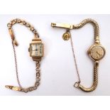Omega lady's gold wrist watch. A 9ct gld cased Omega lady's wrist watch on 9ct gold bracelet;