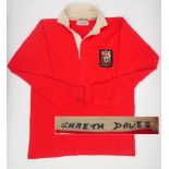 Rugby, 1970s Cardif RFC jersey, match-worn by Gareth Davies. A Cardiff RFC number 10, match worn,