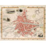 1851 Plan of Cork by John Rapkin. John Rapkin, a hand coloured, engraved plan of the City of Cork,