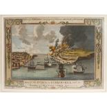 Battle of Bunker Hill, prints. Two hand coloured engravings of the Battle, an 18th century