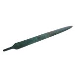 2nd Millennium BC Irish bronze dagger. A Bronze Age Irish tanged dagger, the tapered blade of