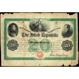 1866-67 Irish Republic Twenty Dollars 'Fenian Bond'. Dated in manuscript January 23rd 1866, issued