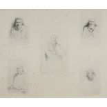 1888-1890 Courtroom sketches of the Parnell Commission, prints. Individual portrait etchings of five