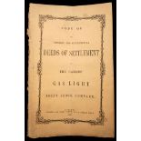 1855 Carlow Gaslight Company Deeds of Settlement. John Cahill, Carlow, 1855, 42pp, 8vo, printed