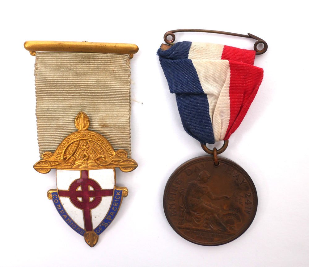 Circa 1935 Companions of Saint Patrick and 1936 Edward VIII Empire Day medals. Gilt and enamel medal