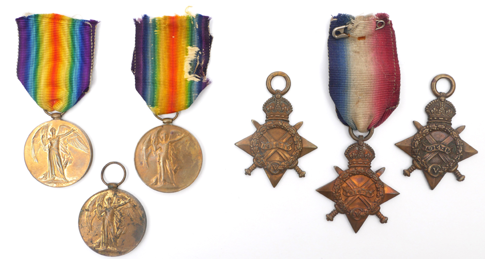 1914-1918 Collection of medals awarded Irish soldiers and sailors. 1914-15 Stars to, 10466 Pte. D.