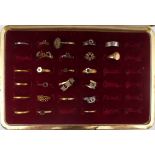 25 gold rings. Various gold rings including a platinum band, ten 18 carat dress rings, without gem