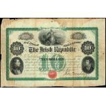 1866-67 Irish Republic Ten Dollars 'Fenian Bond' Dated in manuscript January 15th 1866 and issued to