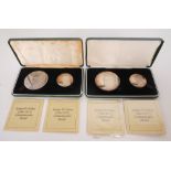 1975. Éamon de Valera medals by Spink in 1oz and 2.5 oz versions. Two of each, in cases of issue (4)