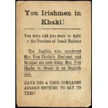 1916. Rare 'You Irishmen in Khaki' handbill. 'You were told to fight r [sic] the Freedom of Small