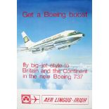 1969 Aer Lingus Boeing 737 poster. Aer Lingus advertisement poster showing a Boeing 737 in the