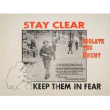 1980s IRA poster, 'Stay Clear - Keep Them In Fear'. A two-colour poster with a photograph of a