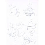 U2 1991 A set of autograph signatures of the band. Signed for Yasmina, a belly-dancer hired to dance