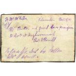 1881 (3 November) Signed note by Charles Stewart Parnell while imprisoned in Kilmainham. Handwritten